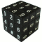 A cube covered with sudoku-themed stickers.