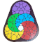 Five circles intersected similar to a Geranium.