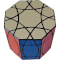 An octagonal prism with three layers and three piece types.