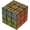 A cheap 3x3x3 stickered with images of a rabbit