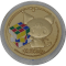 A rather young coin showing a comic character and a scrambled 3x3x3